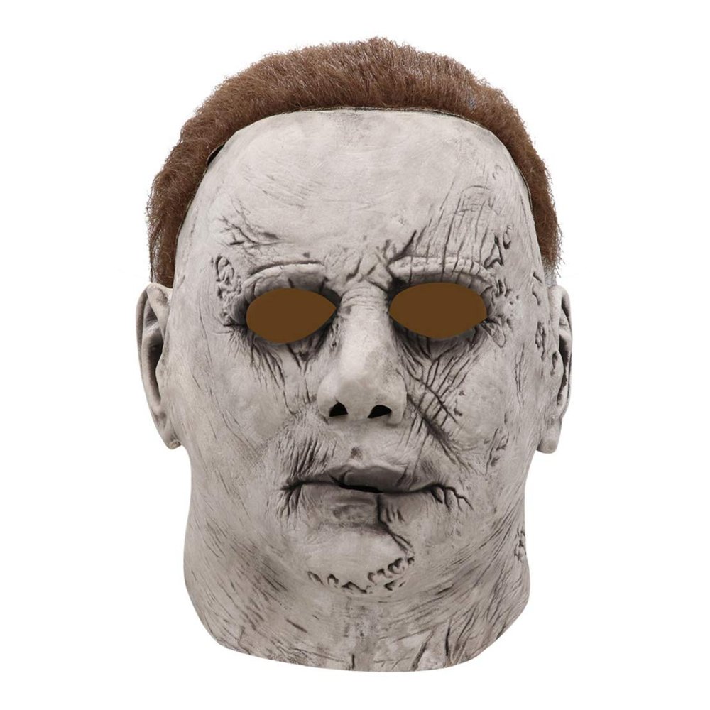Brown Short Hair Person Latex Mask Horror Clown Party Decoration Props Scary Halloween Headpiece