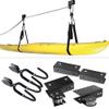 Kayak Ceiling Hoist, Kayak & Canoe Garage Storage Hoist Lift with Durable Rope, Overhead Hanging Pulley Rack with Hooks for Paddle Board,Snow Board, Surfboard, Canoe, Bike - 125lb Capacity view 1