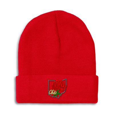 Beanies for Men Ohio Flower Oh Ohi. Ohioan The Buckeye Skull Cap Winter Hats Women Acrylic One Size Red Design Only