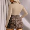 MANGOPOP Women's Mock Turtle Neck Long Sleeve Tops Bodysuit Jumpsuit view 3
