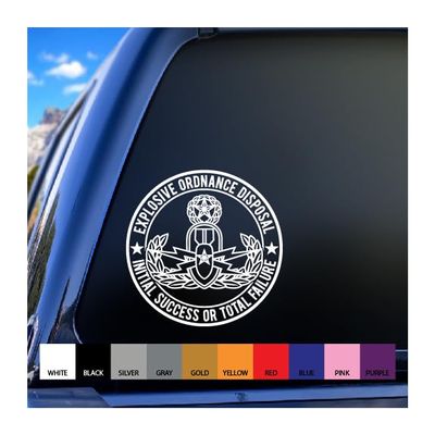 Master EOD Badge and Initial Success or Total Failure Vinyl Decal (White, 10 inch Diameter)