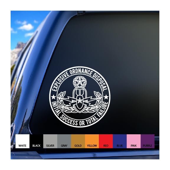 Master EOD Badge and Initial Success or Total Failure Vinyl Decal (White, 10 inch Diameter)