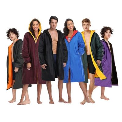 Adoretex Unisex Waterproof Swim Parka, Quick-dry Warm Coat Water Sports Jacket for Adults & Kids-PK005-Navy/Navy-AL