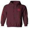 0121. America Patriotic Firefighter Support Seal Thin Red Line Fonts Fireman Sweatshirt Pullover Hoodie (Maroon, Small) view 1