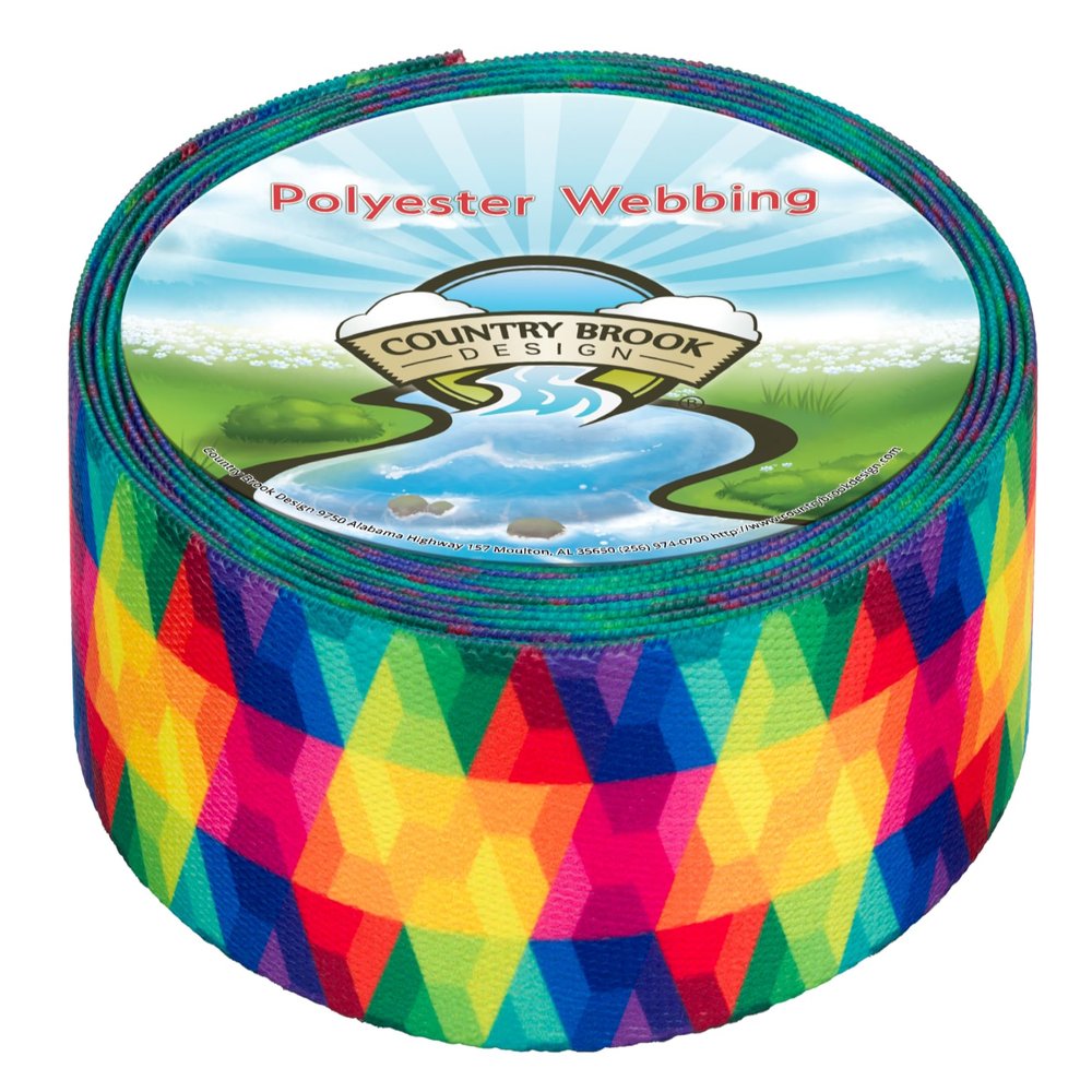 Country Brook Design - 1 Inch Kaleidoscope Polyester Webbing, 50 Yards