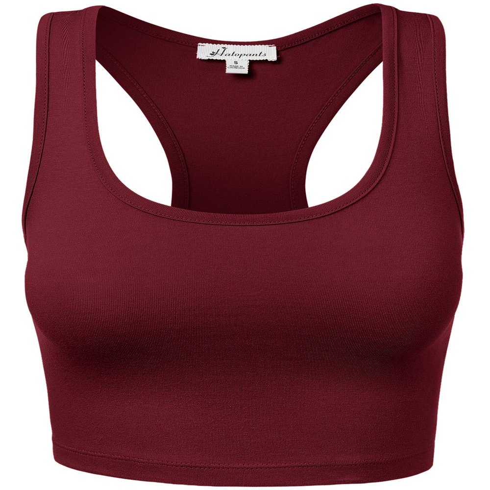 HATOPANTS Sleeveless Racerback Crop Tank Top Camisole Backless Scoop Neck Shirts DKBUR M