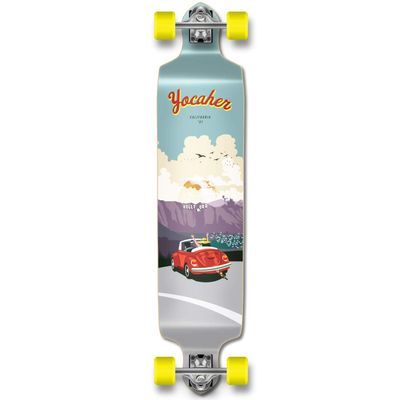 Yocaher Drop Down Complete Longboard 41.25" x 10" Maple Wood w/Premium Black Grip Tape. Build for Cruiser Commuting, Carving, Cruising and Downhill Riding - Red Beetle