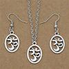 Antique Silver Spiritual Yoga Om Charm Oval Shape Mandala Jewelry Sets for Women OM Ohm Symbol Necklace view 2