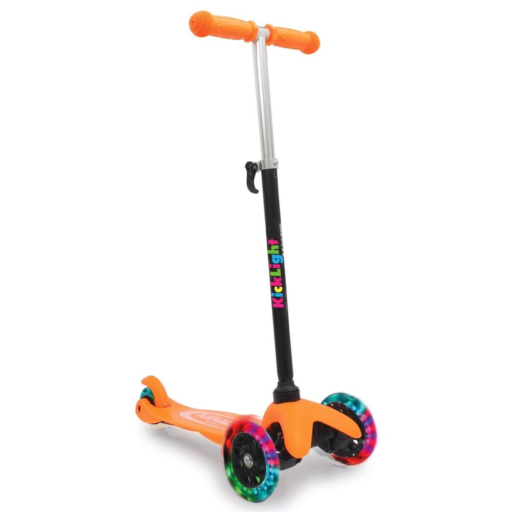 JAMARA 460496 KickLight Scooter Orange Handlebar Height-Adjustable, Movable Handlebar for Changing Direction, Ball Bearing Light, 3 Wheels for Stable Driving and Rear Brake