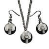 Antique Silver Basketball Hoop Rim Ball Shoot Basket Necklace Drop Earrings Jewelry Set view 1