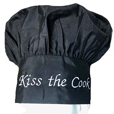 CHEFSKIN Kiss The Cook Black Chef Hat Fully Adjustable Great Gift