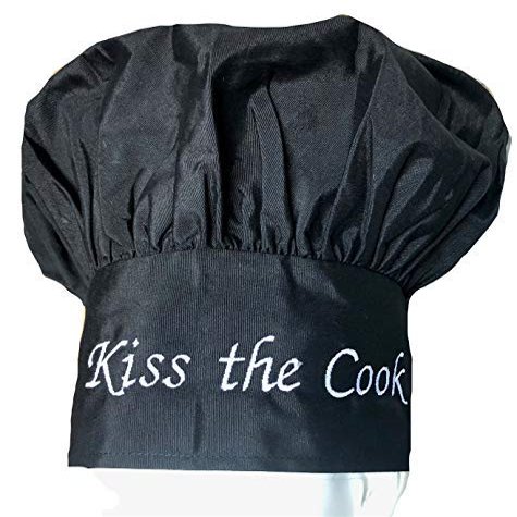 CHEFSKIN Kiss The Cook Black Chef Hat Fully Adjustable Great Gift