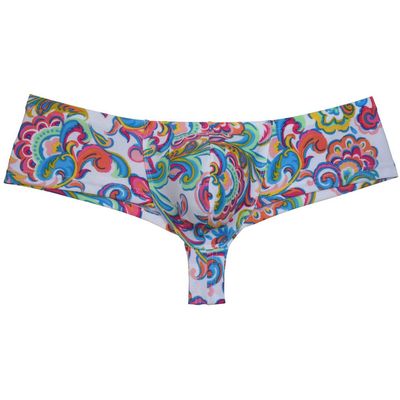 OROCOJUCO Men's Cheeky Shorts Hipster Thong Briefs Brazilian Bikini Underwear Skimpy Boxer Brief Trunks White Twine Pattern Large