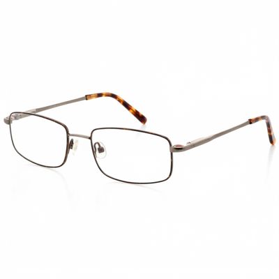 Hit Notion Rectangle Prescription Eyeglass Frames for Men Women - Metal Full Rim - Brush Pewter - 53-17-140 - Lightweight Comfortable Fit
