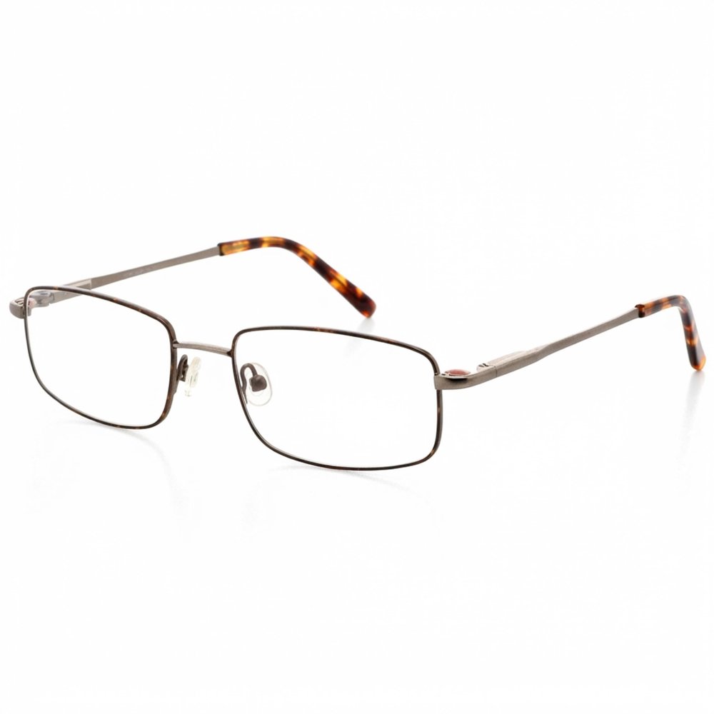 Hit Notion Rectangle Prescription Eyeglass Frames for Men Women - Metal Full Rim - Brush Pewter - 53-17-140 - Lightweight Comfortable Fit