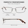 Hit Notion Rectangle Prescription Eyeglass Frames for Men Women - Metal Full Rim - Brush Pewter - 53-17-140 - Lightweight Comfortable Fit view 2