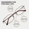 Hit Notion Rectangle Prescription Eyeglass Frames for Men Women - Metal Full Rim - Brush Pewter - 53-17-140 - Lightweight Comfortable Fit view 4
