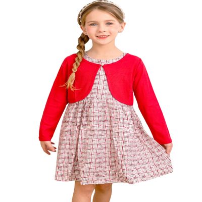 Bonny Billy Girls' Clothing Sets Flower Dress and Solid Cardigan 2 PCS Outfits 4-5t Red