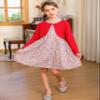 Bonny Billy Girls' Clothing Sets Flower Dress and Solid Cardigan 2 PCS Outfits 4-5t Red view 2