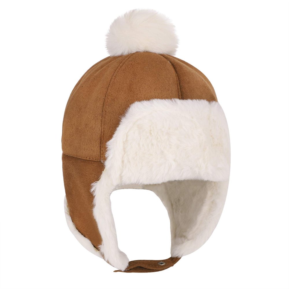 Ylucky Baby Winter Trooper Hat Earflap Ushanka Cap Suede Russian Trapper Hat Infant Beanie Hat with Earflap