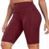 CADMUS 3 Pack Women Biker Compression Short Leggings for Yoga Workout with Big Pockets,3 Pack,1026,Black,Grey,Wine Red,Small view 2
