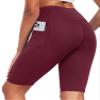 CADMUS 3 Pack Women Biker Compression Short Leggings for Yoga Workout with Big Pockets,3 Pack,1026,Black,Grey,Wine Red,Small view 3