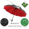 NicoleNi Auto Windproof Umbrella with 10 Ribs and Double Layers, Compact Folding Travel Umbrella with Leather Cover for Men&Women - Perfect for Travel, Rain or Storms (Red) view 3