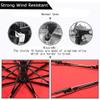 NicoleNi Auto Windproof Umbrella with 10 Ribs and Double Layers, Compact Folding Travel Umbrella with Leather Cover for Men&Women - Perfect for Travel, Rain or Storms (Red) view 4