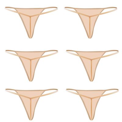 Closecret Cotton G-string, Women Panties Simple Thongs Lightweight Multi-Pack G-string&T-back (Large - X-Large, Beige)