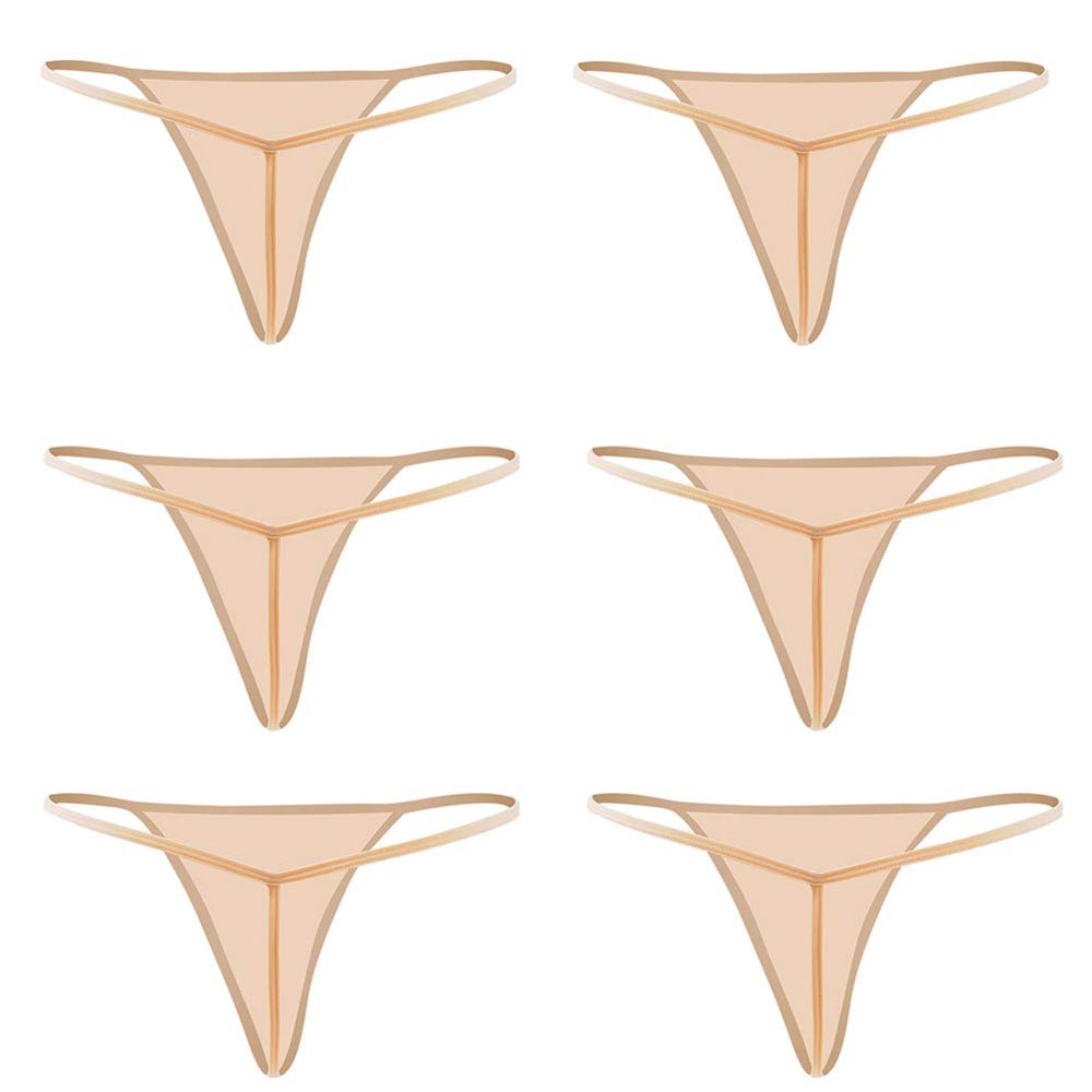Closecret Cotton G-string, Women Panties Simple Thongs Lightweight Multi-Pack G-string&T-back (Large - X-Large, Beige)