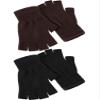 SATINIOR 2 Pair Unisex Half Finger Gloves Winter Stretchy Knit Fingerless Gloves in Common Size (Brown and Black) view 1