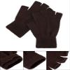 SATINIOR 2 Pair Unisex Half Finger Gloves Winter Stretchy Knit Fingerless Gloves in Common Size (Brown and Black) view 2