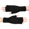 SATINIOR 2 Pair Unisex Half Finger Gloves Winter Stretchy Knit Fingerless Gloves in Common Size (Brown and Black) view 3