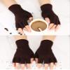 SATINIOR 2 Pair Unisex Half Finger Gloves Winter Stretchy Knit Fingerless Gloves in Common Size (Brown and Black) view 4