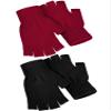 SATINIOR 2 Pair Unisex Half Finger Gloves Winter Stretchy Knit Fingerless Gloves in Common Size (Red and Black) view 1