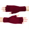 SATINIOR 2 Pair Unisex Half Finger Gloves Winter Stretchy Knit Fingerless Gloves in Common Size (Red and Black) view 3