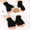SATINIOR 2 Pair Unisex Half Finger Gloves Winter Stretchy Knit Fingerless Gloves in Common Size (Red and Black) view 4