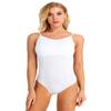 renvena Women Ballet Dance Leotard Spaghetti Straps Bodysuit Criss Cross Back Gymnastics Dance Jumpsuit White X-Large view 1