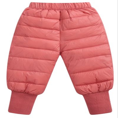 Baby Boys Girls Elastic Windproof Down Pants Lightweight Warm Snow Pants Red