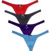JAXFSTK Sexy Men's Low Rise Bikini Thong Underwear Iron Hoop T-Back Panties Breathable Tangas 4-Pack RBPL XL view 1