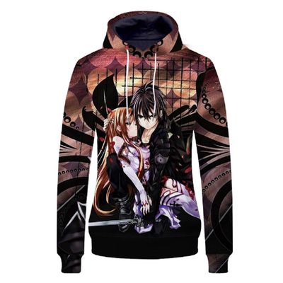 GO2COSY Anime Sword Art Online Cosplay Kirigaya Kazuto Kirito Asuna Jacket Sweatshirt Fleeces Costume Hoodie (XX-Large, Style D)