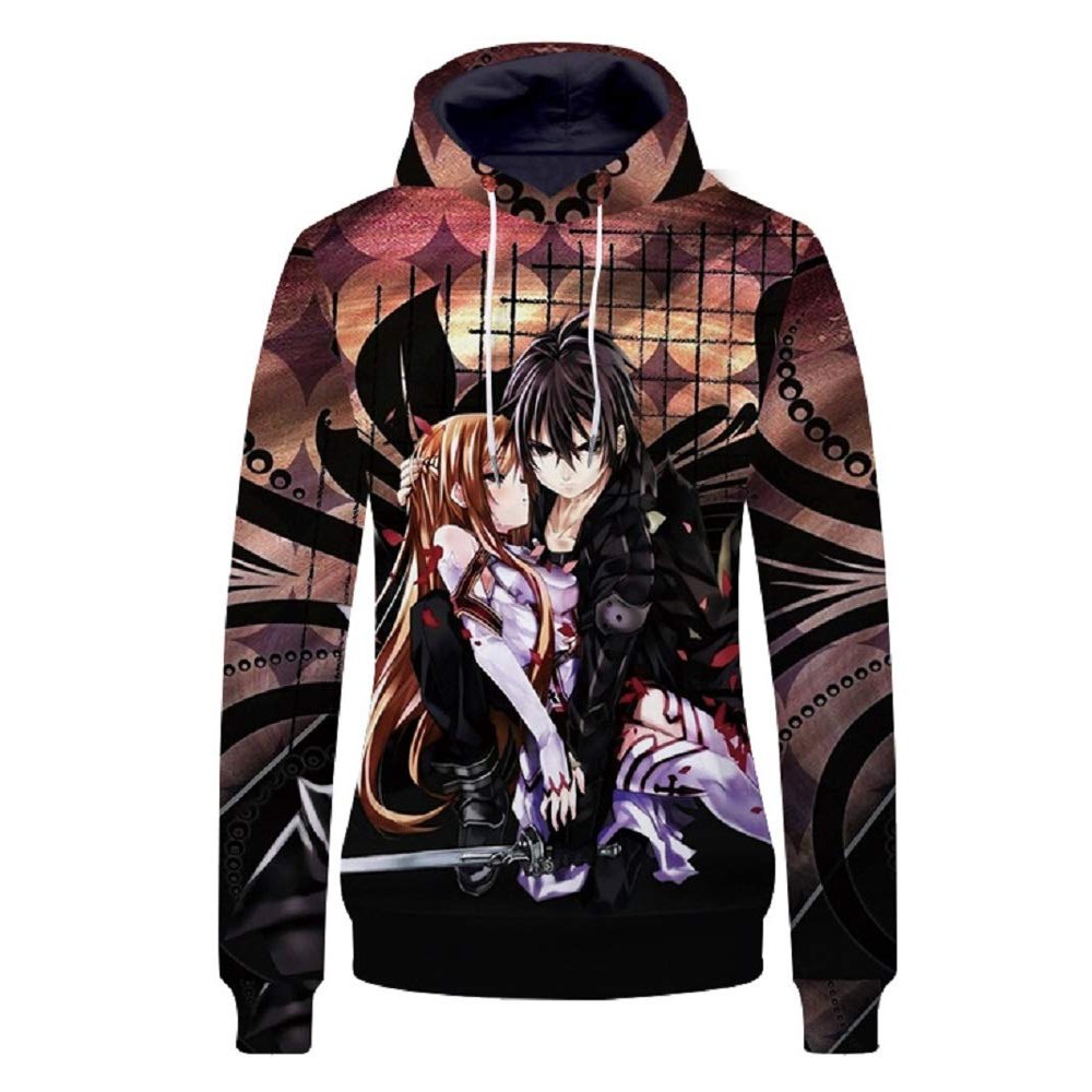 GO2COSY Anime Sword Art Online Cosplay Kirigaya Kazuto Kirito Asuna Jacket Sweatshirt Fleeces Costume Hoodie (XX-Large, Style D)