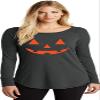 Halloween Orange Jack-o-Lantern Ladies Triblend Long Sleeve, Black 3X view 1