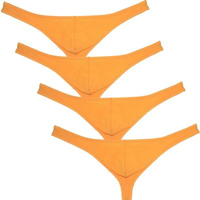 JAXFSTK Men's Low Rise Thong Sexy Men Underwear T-Back Panties Breathable Tangas 4-Pack Yellow XL