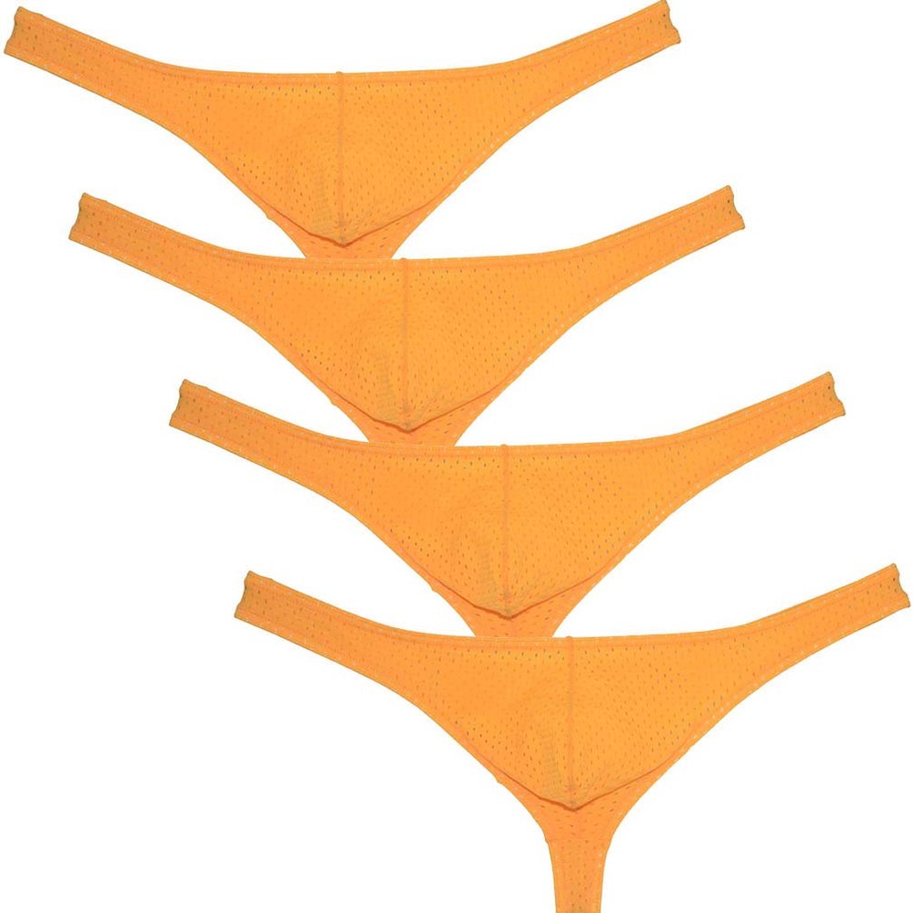 JAXFSTK Men's Low Rise Thong Sexy Men Underwear T-Back Panties Breathable Tangas 4-Pack Yellow XL