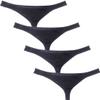 JAXFSTK Men's Low Rise Thong Sexy Men Underwear T-Back Panties Breathable Tangas 4-Pack Black Medium view 1