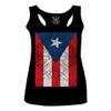0063. Vintage Bandera Puerto Rico Flag Boricua Rican Nuyorican Women's Tank Top Racerback (Black, X Small) view 1