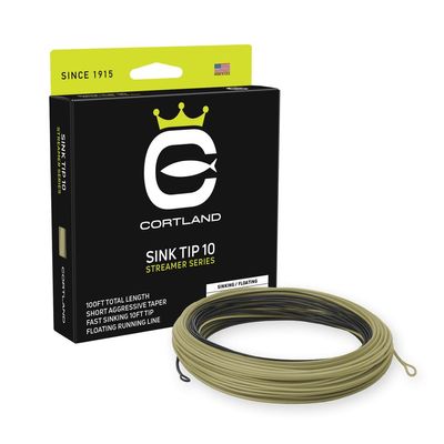 Cortland Streamer Sink Tip 10 Fly Line, Black/Olive 100ft, WF8S/F