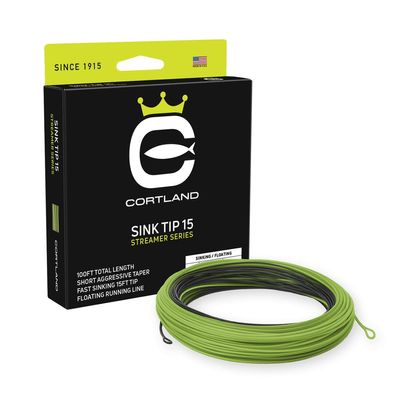 Cortland Streamer Sink Tip 15 Fly Line, Black/Green 100ft, WF7S/F