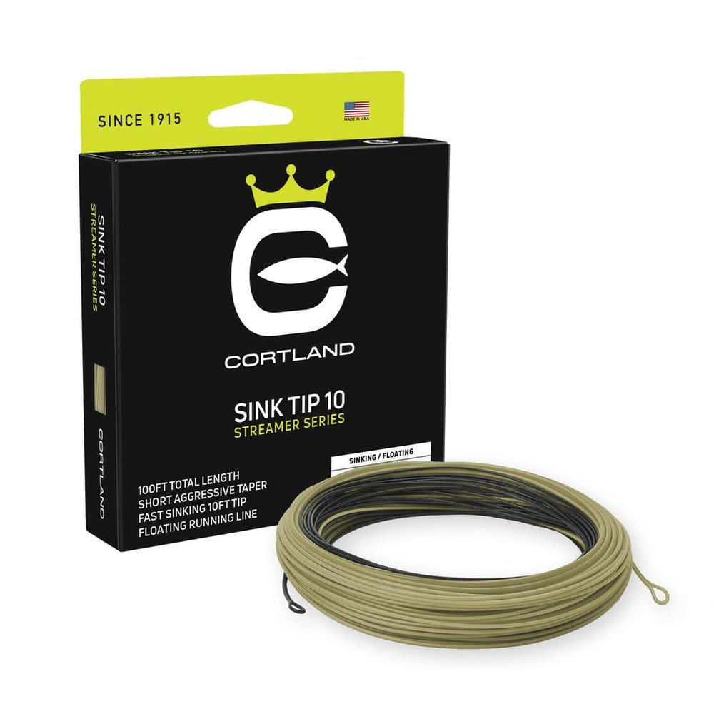 Cortland Streamer Sink Tip 10 Fly Line, Black/Olive 100ft, WF7S/F